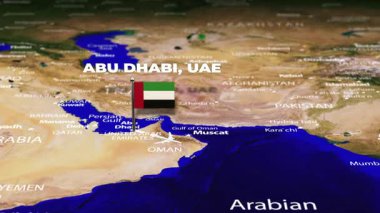 Abu Dabi, BAE 'den Jakarta' ya uçuş, bayrak iğneli INDONEZYA