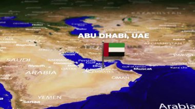 Abu Dabi, BAE 'den Libreville' e, Gabon 'dan bayrak iğneli uçuş.