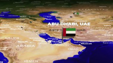 Abu Dabi 'den Madrid' e uçuş, bayrak iğneli İspanya