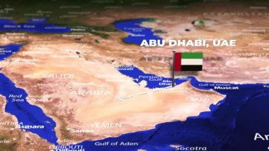 Abu Dabi, BAE 'den Montevideo' ya uçuş, bayrak iğneli URUGUAY