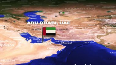 Abu Dabi, BAE 'den Naypyidaw, MYANMAR' a bayrak iğneleriyle uçuş