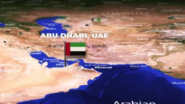 Abu Dabi, BAE 'den Phnom Penh' e uçuş, CAMBODIA bayrak iğneleriyle