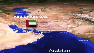 Abu Dabi, BAE 'den Port Moresby' ye uçuş, PAPUA NEW GUINEA bayrak iğneleriyle