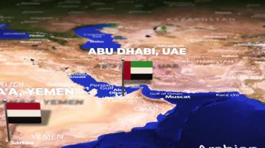 Abu Dabi 'den, BAE' den Sana 'ya, bayrak iğneleriyle.
