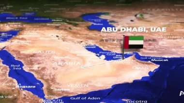 Abu Dabi 'den Santiago' ya, Şili 'ye bayrak iğneli uçuş.