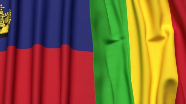 Gerçekçi kumaş dokusuna sahip LIECHTENSTEIN ve MALI bayrakları