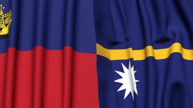 Gerçekçi kumaş dokusuna sahip LIECHTENSTEIN ve NAURU bayrakları