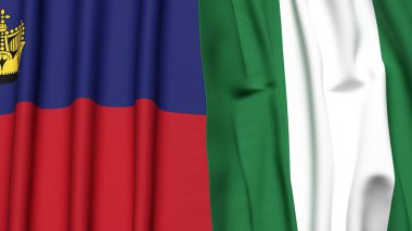 Gerçek kumaş dokusuna sahip LIECHTENSTEIN ve NIGERIA bayrakları