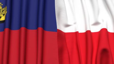 Gerçekçi kumaş dokusuna sahip LIECHTENSTEIN ve POLAND bayrakları