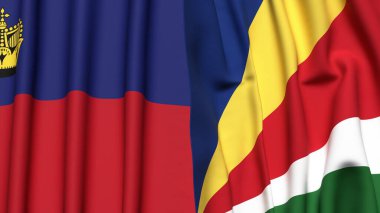 Gerçekçi kumaş desenli LIECHTENSTEIN ve SEYCHELLES bayrakları