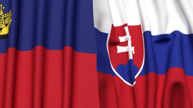 Gerçek kumaş dokusuna sahip LIECHTENSTEIN ve SLOVAKIA bayrakları