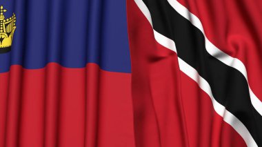 Gerçekçi kumaş dokusuna sahip LIECHTENSTEIN ve TRINIDAD bayrakları