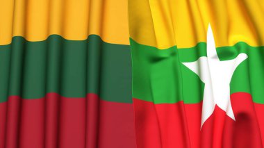LITHUANIA ve Myanmar Bayrakları