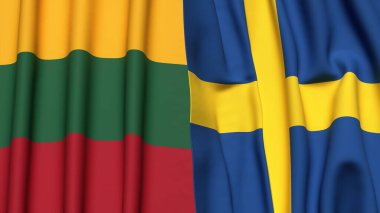 LITHUANIA Bayrakları ve İSVEÇ