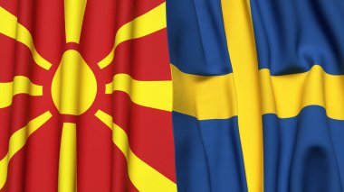 MACEDONIA Bayrakları ve SWEDEN