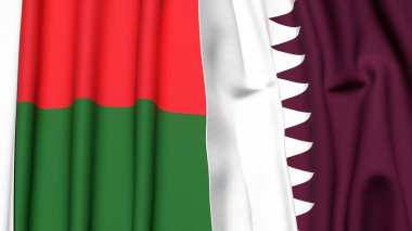 MADAGASCAR ve Katar Bayrakları