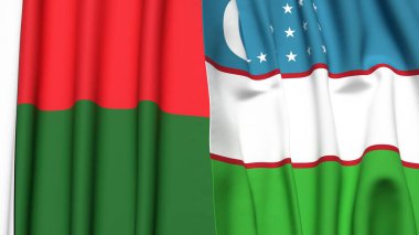 MADAGASCAR ve UZBEKISTAN Bayrakları