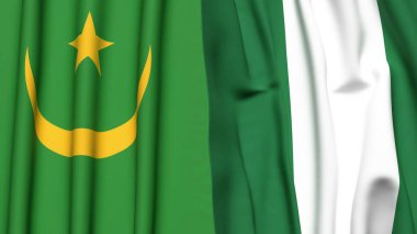 Gerçekçi kumaş dokusuna sahip MAURITANIA ve NIGERIA bayrakları