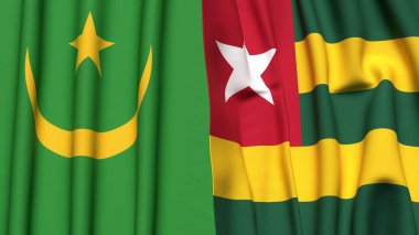 Gerçekçi kumaş dokusuna sahip MAURITANIA ve TOGO bayrakları