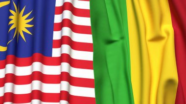 Gerçekçi kumaş dokusuna sahip MALAYSIA ve MALI bayrakları