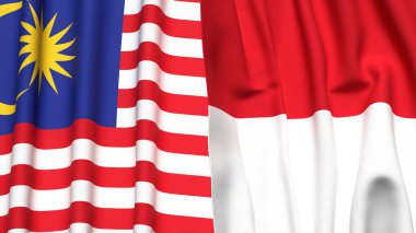 MALAYSIA ve Monako 'nun gerçekçi kumaş dokusuna sahip bayrakları