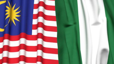 MALAYSIA ve NIGERIA 'nın gerçekçi kumaş dokusuyla bayrakları
