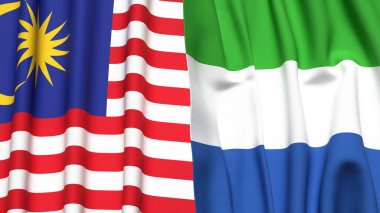 MALAYSIA ve SIERRA LEone bayrakları gerçekçi kumaş dokusuyla