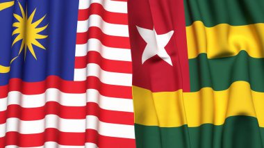 MALAYSIA ve TOGO bayrakları gerçekçi kumaş dokusuyla