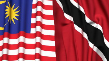 Gerçekçi kumaş dokusuna sahip MALAYSIA ve TRINIDAD bayrakları