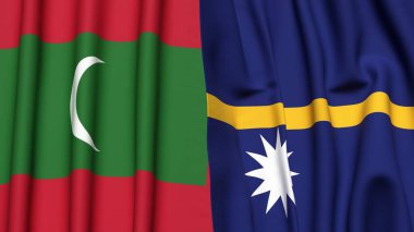 Gerçekçi kumaş dokusuna sahip MALDIVES ve NAURU bayrakları