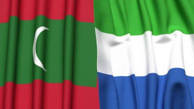 MALDIVES Bayrakları ve gerçekçi kumaş desenli SIERRA LEone