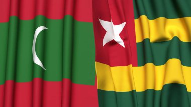 MALDIVES ve TOGO bayrakları gerçekçi kumaş dokusuyla