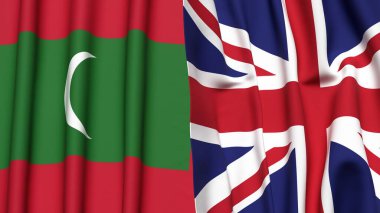 MALDIVES Bayrakları ve gerçekçi kumaş dokusuna sahip birleşik KINGDOM