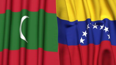 MALDIVES ve Venezuela bayrakları gerçekçi kumaş dokusuyla
