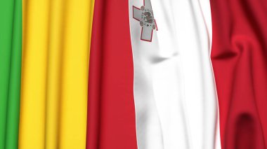 MALI ve MALTA bayrakları gerçekçi kumaş dokusuyla