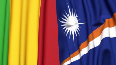 MALI ve MARSHALL Adaları bayrakları gerçekçi kumaş dokusuyla