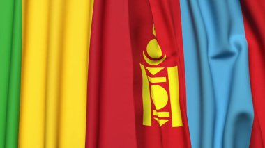 MALI ve MONGOLIA bayrakları gerçekçi kumaş dokusuyla