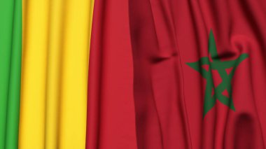 MALI ve MoroCCO bayrakları gerçekçi kumaş dokusuyla