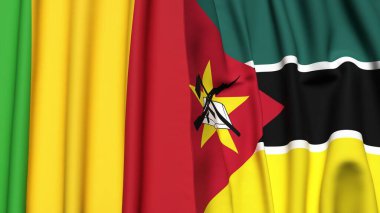 MALI ve MOZAMBIQUE bayrakları gerçekçi kumaş dokusuyla