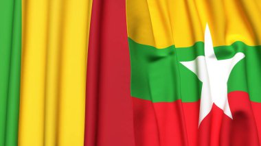 MALI ve Myanmar bayrakları gerçekçi kumaş dokusuyla