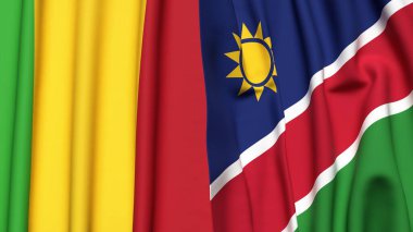 MALI ve NAMIBIA bayrakları gerçekçi kumaş dokusuna sahip