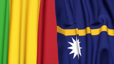 MALI ve NAURU bayrakları gerçekçi kumaş dokusuyla