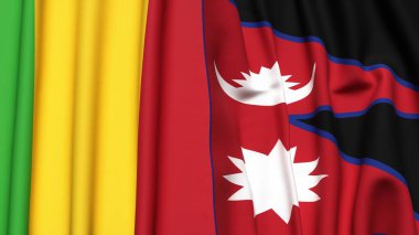 MALI ve NEPAL bayrakları gerçekçi kumaş dokusuyla