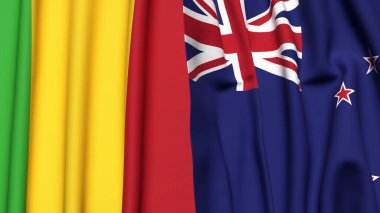MALI ve YENİ ZEALAND bayrakları gerçekçi kumaş dokusuyla