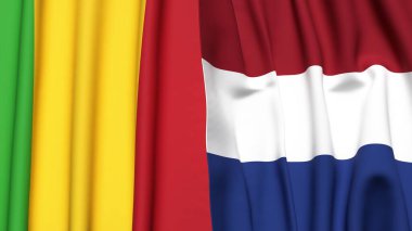 MALI ve NETHERLANDS bayrakları gerçekçi kumaş dokusuyla