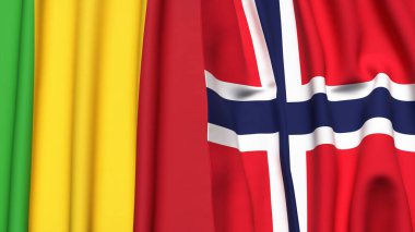 Gerçekçi kumaş dokusuna sahip MALI ve NORWay bayrakları