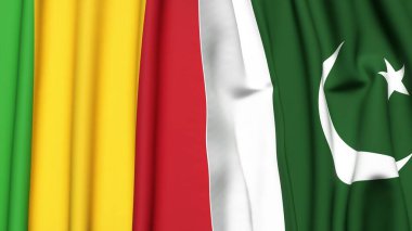 MALI ve PAKISTAN bayrakları gerçekçi kumaş dokusuyla
