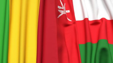 MALI ve OMAN bayrakları gerçekçi kumaş dokusuyla