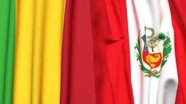 MALI ve Peru bayrakları gerçekçi kumaş dokusuyla