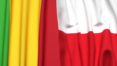 MALI ve POLAND bayrakları gerçekçi kumaş dokusuna sahip